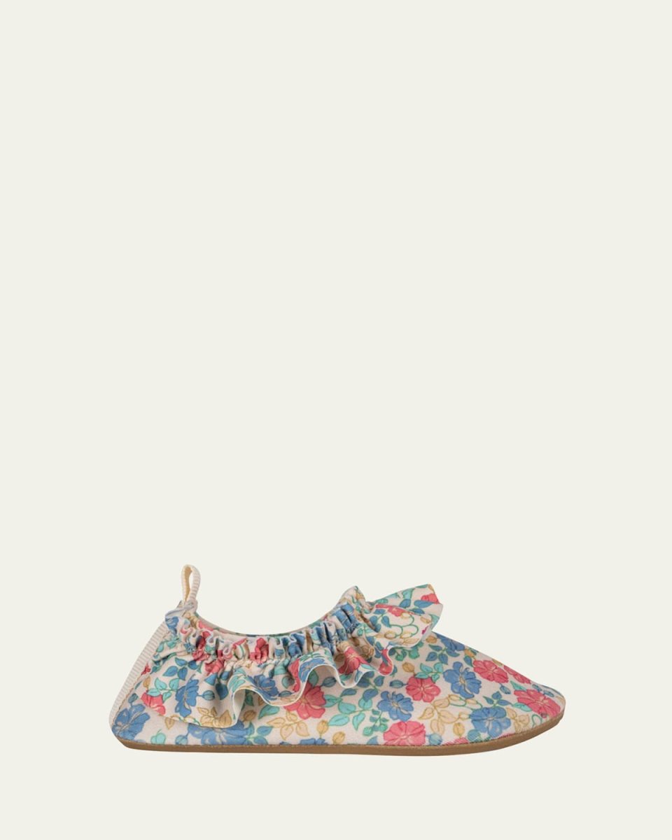 Girl's Manuca Floral Ruffled Swim Shoes, Kids